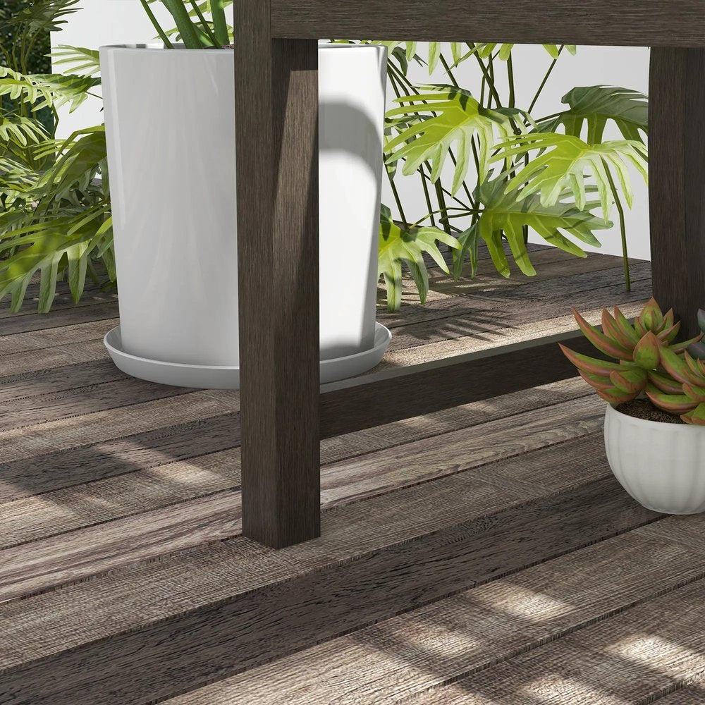 Outsunny Two-Seater Simple Metal Bench - Brown 8