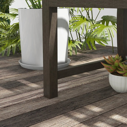 Outsunny Two-Seater Simple Metal Bench - Brown 8