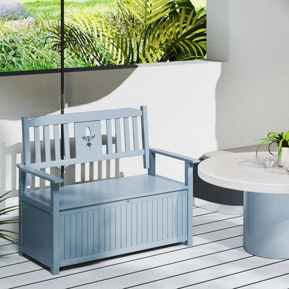 Outsunny Two-Seater Wooden Storage Bench - Grey 7