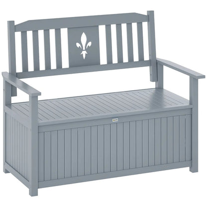 Outsunny Two-Seater Wooden Storage Bench - Grey 9