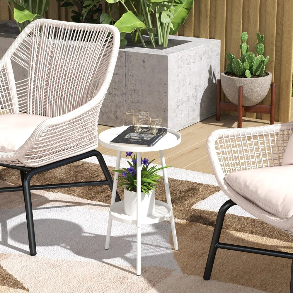 Outsunny Two-Tier Metal Garden Table 1