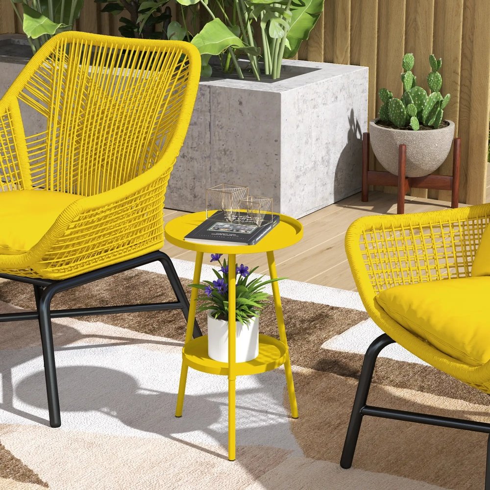 Outsunny Two-Tier Metal Garden Table 12