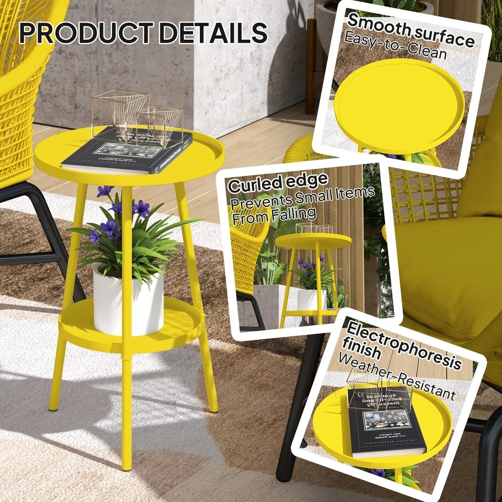 Outsunny Two-Tier Metal Garden Table 15