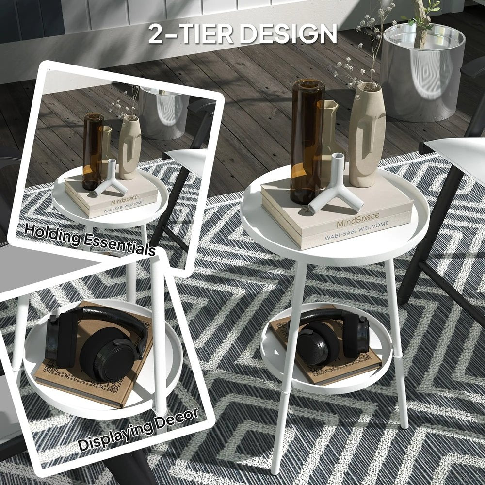 Outsunny Two-Tier Metal Garden Table 3