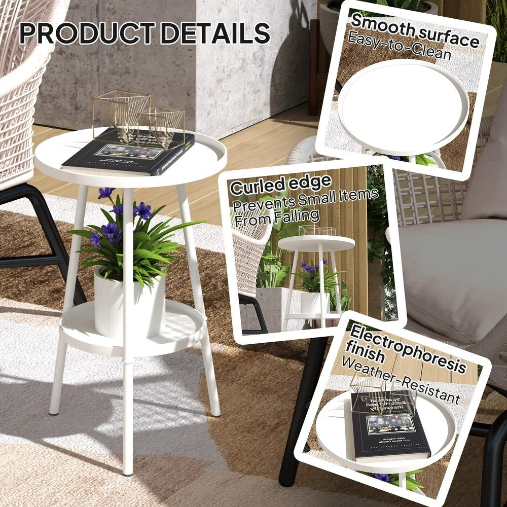 Outsunny Two-Tier Metal Garden Table 4