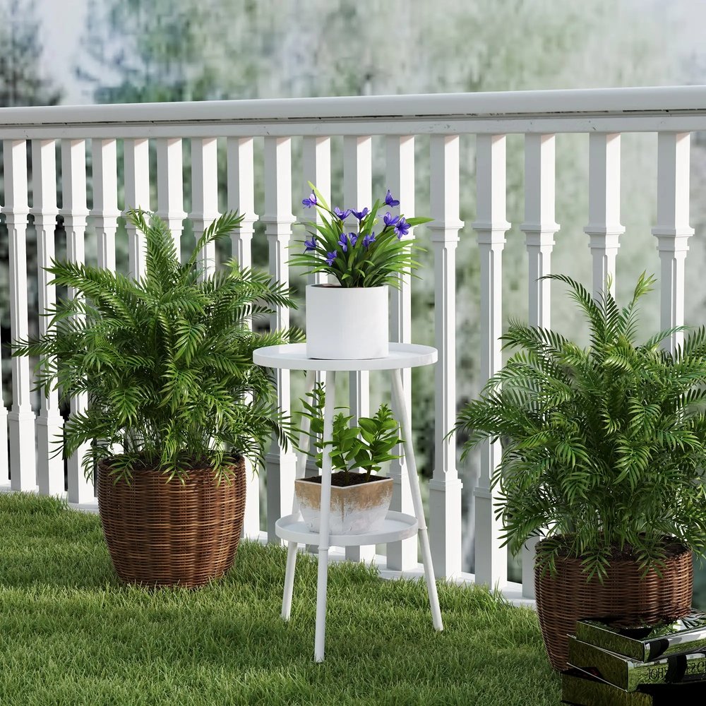 Outsunny Two-Tier Metal Garden Table 6