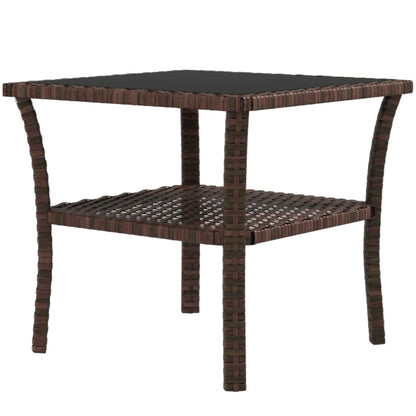 Outsunny Two-tier PE Rattan Square Coffee Table