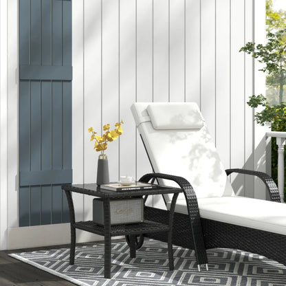 Outsunny Two-tier PE Rattan Square Coffee Table