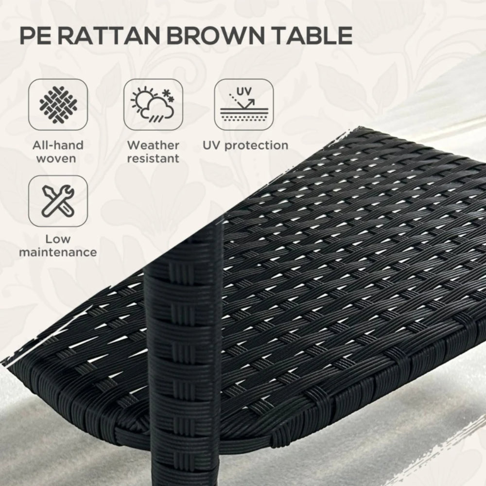 Outsunny Two-tier PE Rattan Square Coffee Table