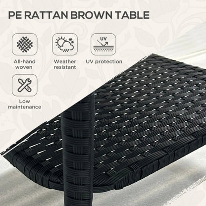Outsunny Two-tier PE Rattan Square Coffee Table