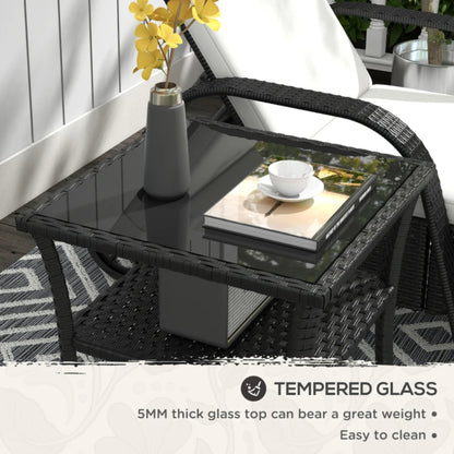 Outsunny Two-tier PE Rattan Square Coffee Table