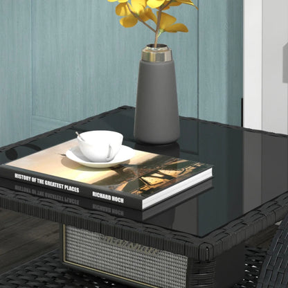 Outsunny Two-tier PE Rattan Square Coffee Table
