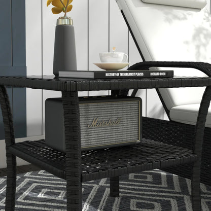 Outsunny Two-tier PE Rattan Square Coffee Table