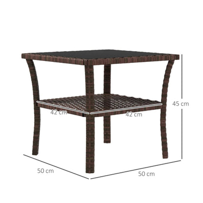 Outsunny Two-tier PE Rattan Square Coffee Table