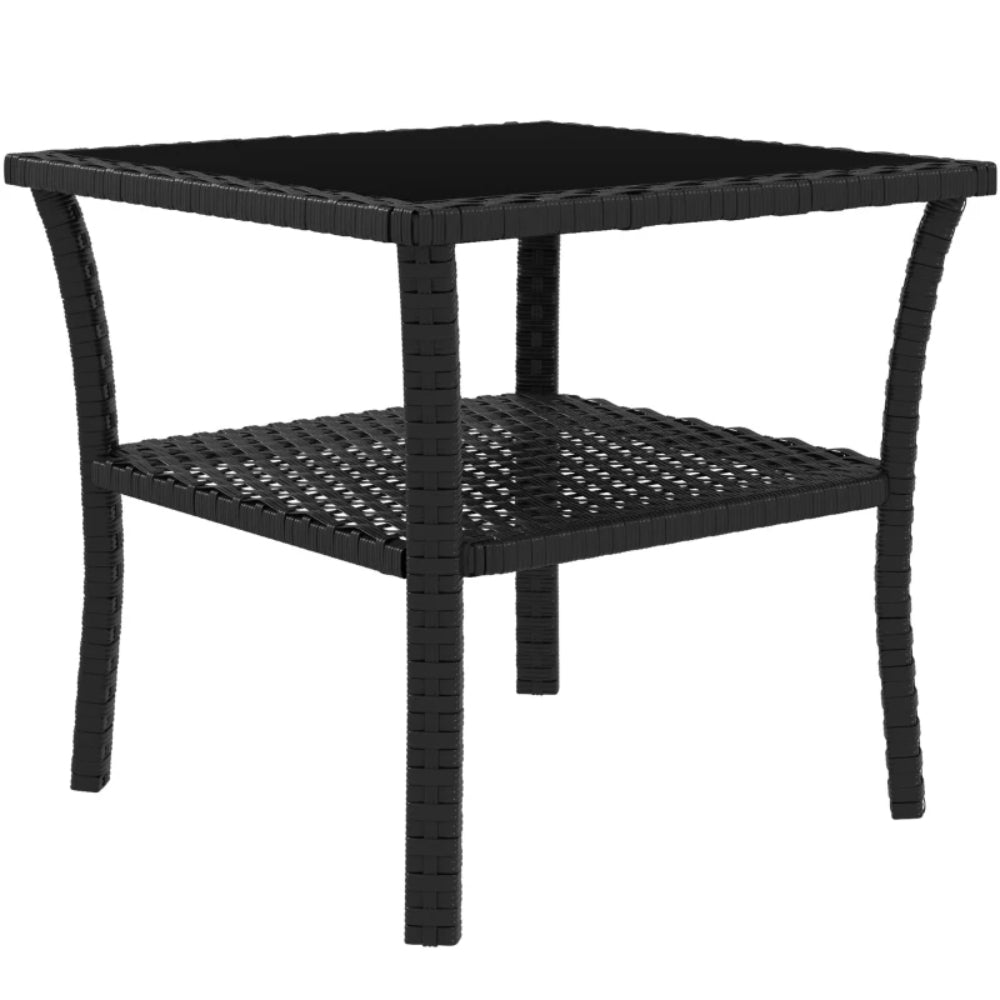 Outsunny Two-tier PE Rattan Square Coffee Table