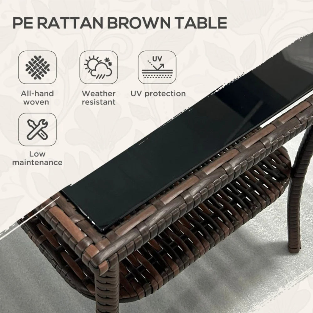 Outsunny Two-tier PE Rattan Square Coffee Table