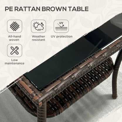 Outsunny Two-tier PE Rattan Square Coffee Table