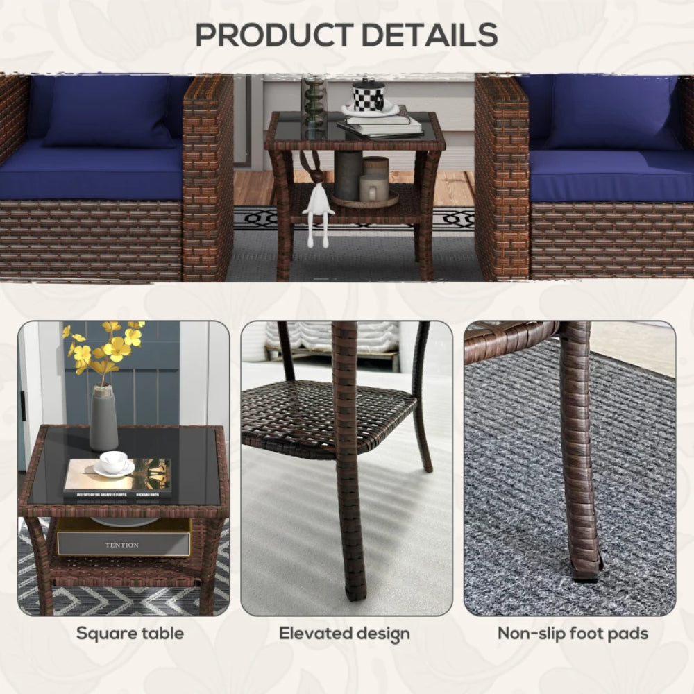 Outsunny Two-tier PE Rattan Square Coffee Table