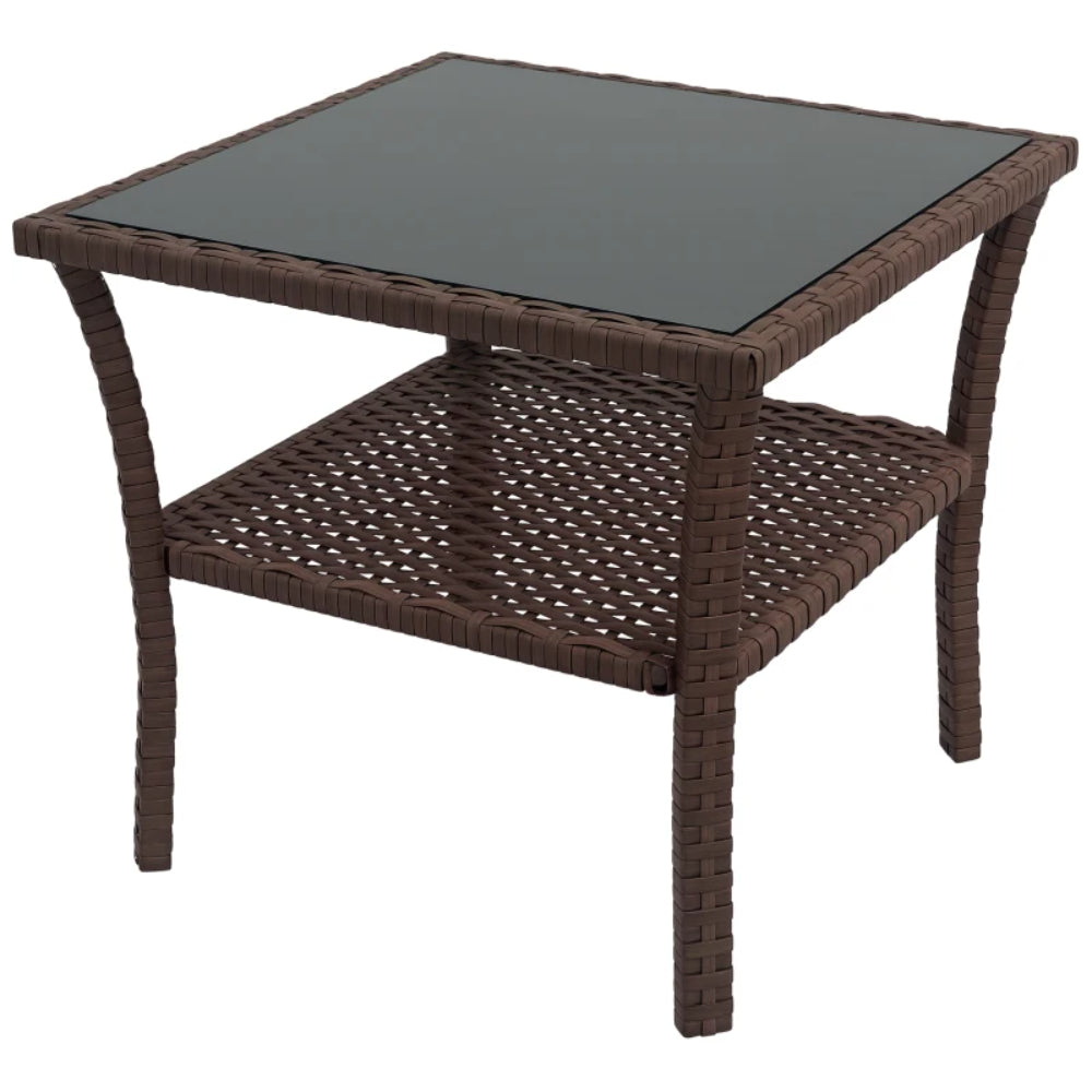 Outsunny Two-tier PE Rattan Square Coffee Table