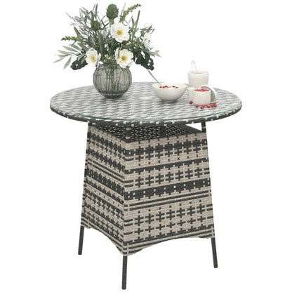 Outsunny Wicker Garden Rattan Table, Patio Furniture Outdoor Coffee Table with Umbrella Hole and Tempered Glass Top
