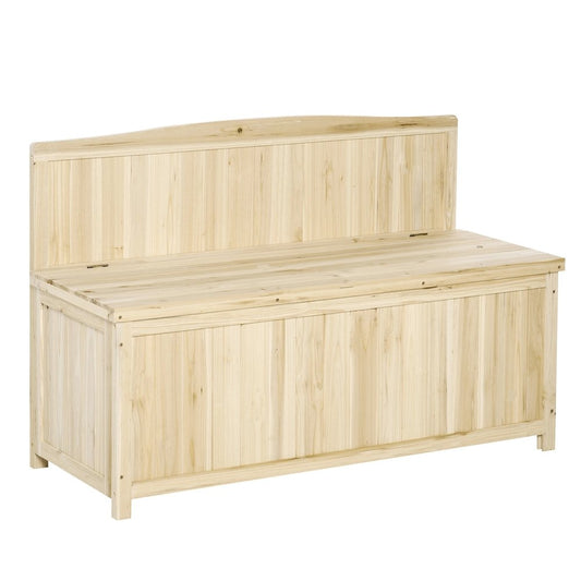 Outsunny Wood Storage Bench for Patio Furniture, Outdoor Garden Seating Tools 