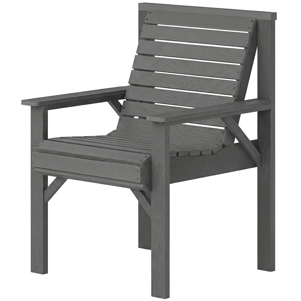 Outsunny Wooden Garden Dining Chair, Outdoor Chair Garden Armchair with Curved Seat and Wide Armrests 10