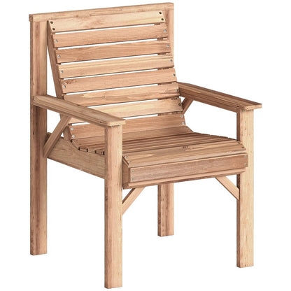 Outsunny Wooden Garden Dining Chair, Outdoor Chair Garden Armchair with Curved Seat and Wide Armrests 11