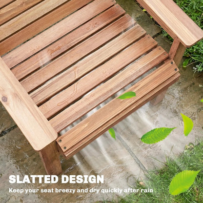 Outsunny Wooden Garden Dining Chair, Outdoor Chair Garden Armchair with Curved Seat and Wide Armrests 17