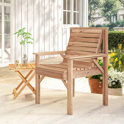 Outsunny Wooden Garden Dining Chair, Outdoor Chair Garden Armchair with Curved Seat and Wide Armrests 19