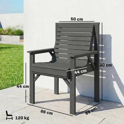 Outsunny Wooden Garden Dining Chair, Outdoor Chair Garden Armchair with Curved Seat and Wide Armrests 2