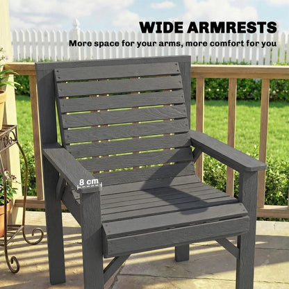 Outsunny Wooden Garden Dining Chair, Outdoor Chair Garden Armchair with Curved Seat and Wide Armrests 4