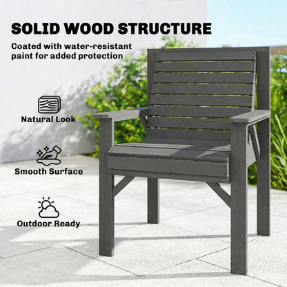 Outsunny Wooden Garden Dining Chair, Outdoor Chair Garden Armchair with Curved Seat and Wide Armrests 5