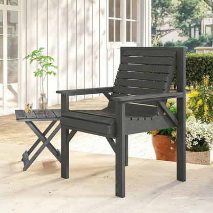 Outsunny Wooden Garden Dining Chair, Outdoor Chair Garden Armchair with Curved Seat and Wide Armrests 8