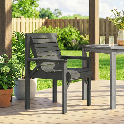 Outsunny Wooden Garden Dining Chair, Outdoor Chair Garden Armchair with Curved Seat and Wide Armrests 9