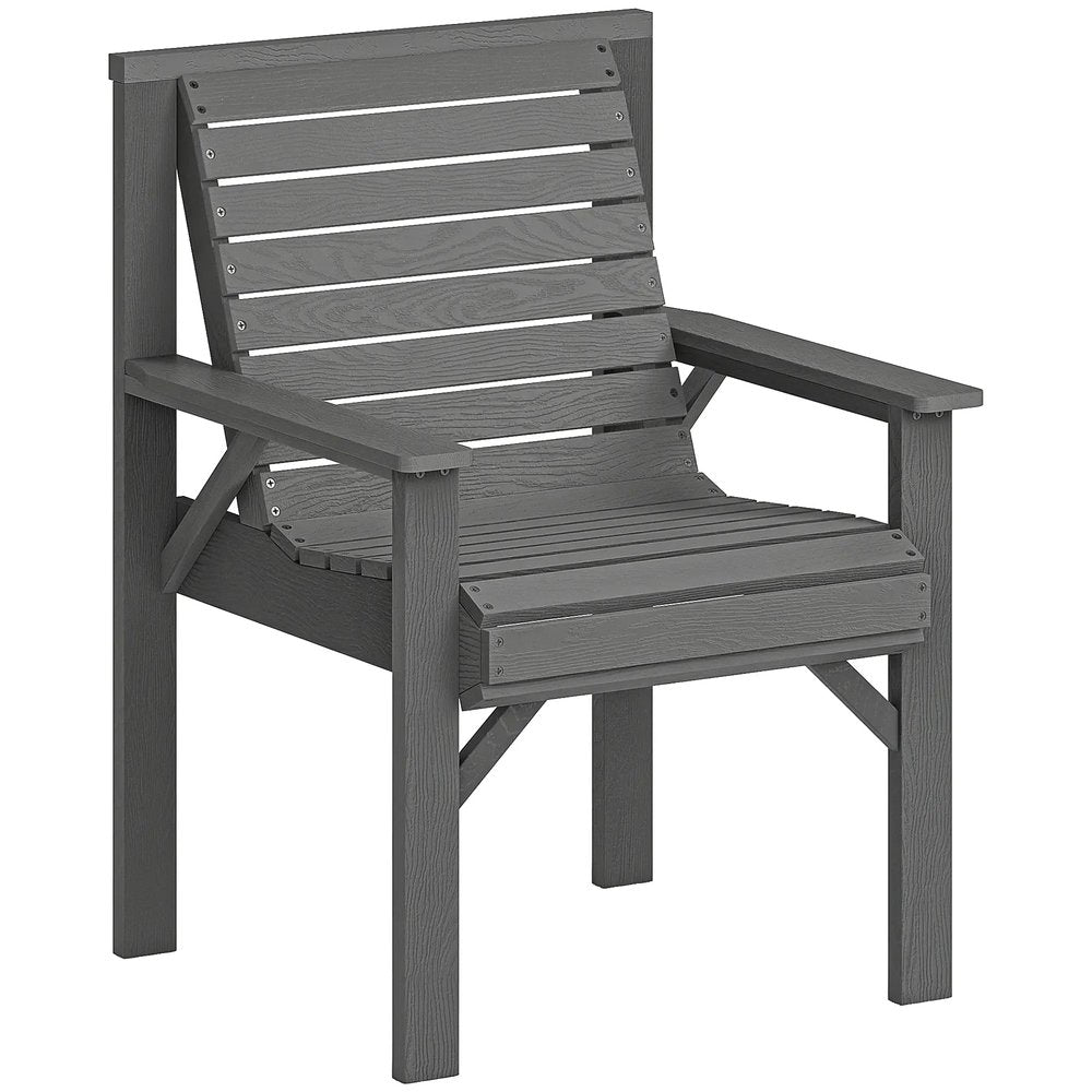 Outsunny Wooden Garden Dining Chair, Outdoor Chair Garden Armchair with Curved Seat and Wide Armrests 
