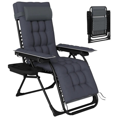 Outsunny Zero Gravity Chair, Folding Sun Lounger Reclining Garden Chair with Arm Pads, Cushion, Cup Holder, Headrest 10