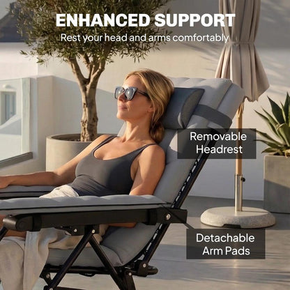 Outsunny Zero Gravity Chair, Folding Sun Lounger Reclining Garden Chair with Arm Pads, Cushion, Cup Holder, Headrest 17