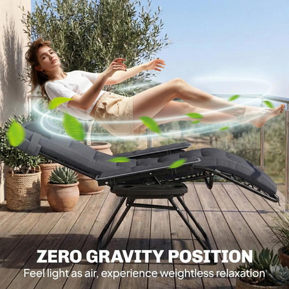 Outsunny Zero Gravity Chair, Folding Sun Lounger Reclining Garden Chair with Arm Pads, Cushion, Cup Holder, Headrest 3