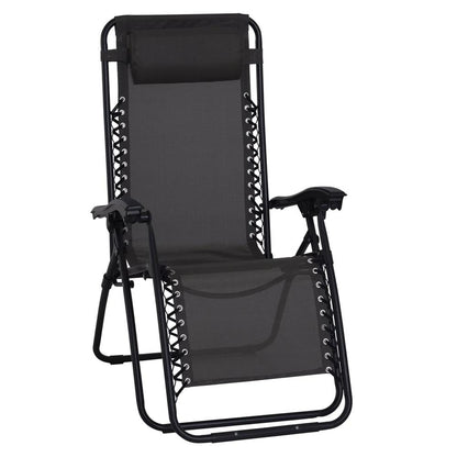 Outsunny Zero Gravity Chair Metal Frame Texteline Armchair Outdoor Folding and Reclining Sun Lounger with Head Pillow for Patio Decking Gardens Camping 10