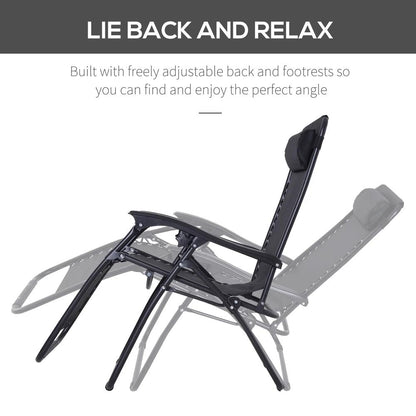 Outsunny Zero Gravity Chair Metal Frame Texteline Armchair Outdoor Folding and Reclining Sun Lounger with Head Pillow for Patio Decking Gardens Camping 13