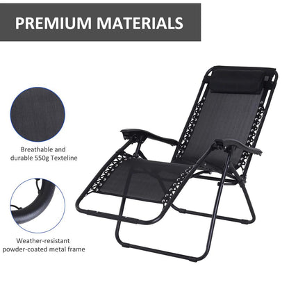 Outsunny Zero Gravity Chair Metal Frame Texteline Armchair Outdoor Folding and Reclining Sun Lounger with Head Pillow for Patio Decking Gardens Camping 15