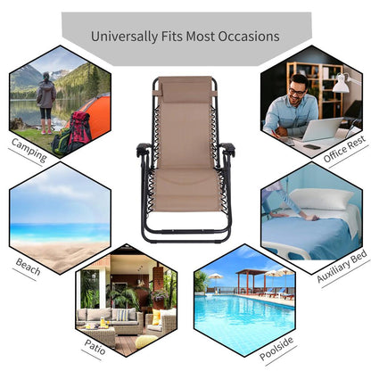 Outsunny Zero Gravity Chair Metal Frame Texteline Armchair Outdoor Folding and Reclining Sun Lounger with Head Pillow for Patio Decking Gardens Camping 27