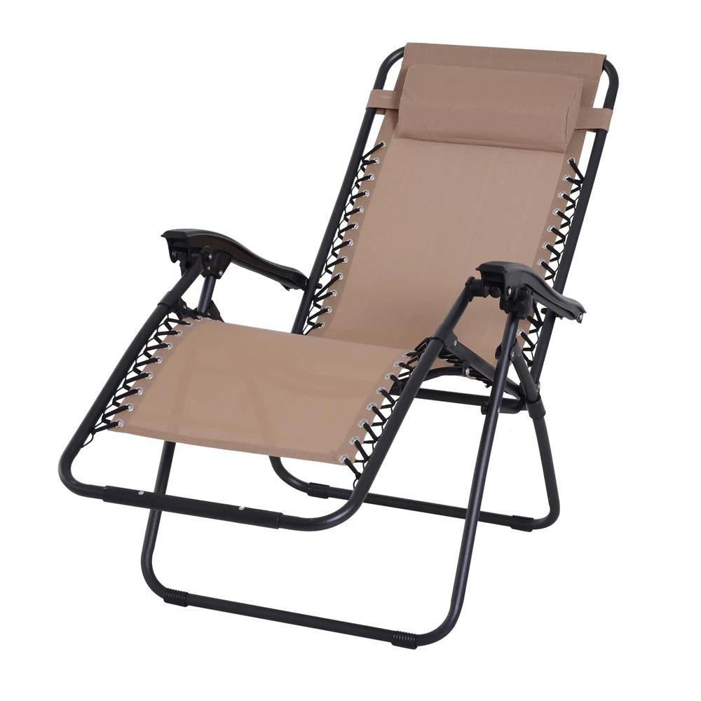 Outsunny Zero Gravity Chair Metal Frame Texteline Armchair Outdoor Folding and Reclining Sun Lounger with Head Pillow for Patio Decking Gardens Camping 28