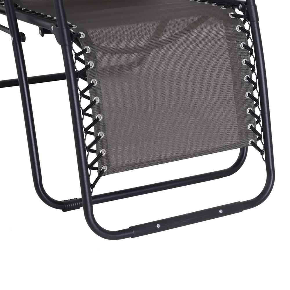 Outsunny Zero Gravity Chair Metal Frame Texteline Armchair Outdoor Folding and Reclining Sun Lounger with Head Pillow for Patio Decking Gardens Camping 8