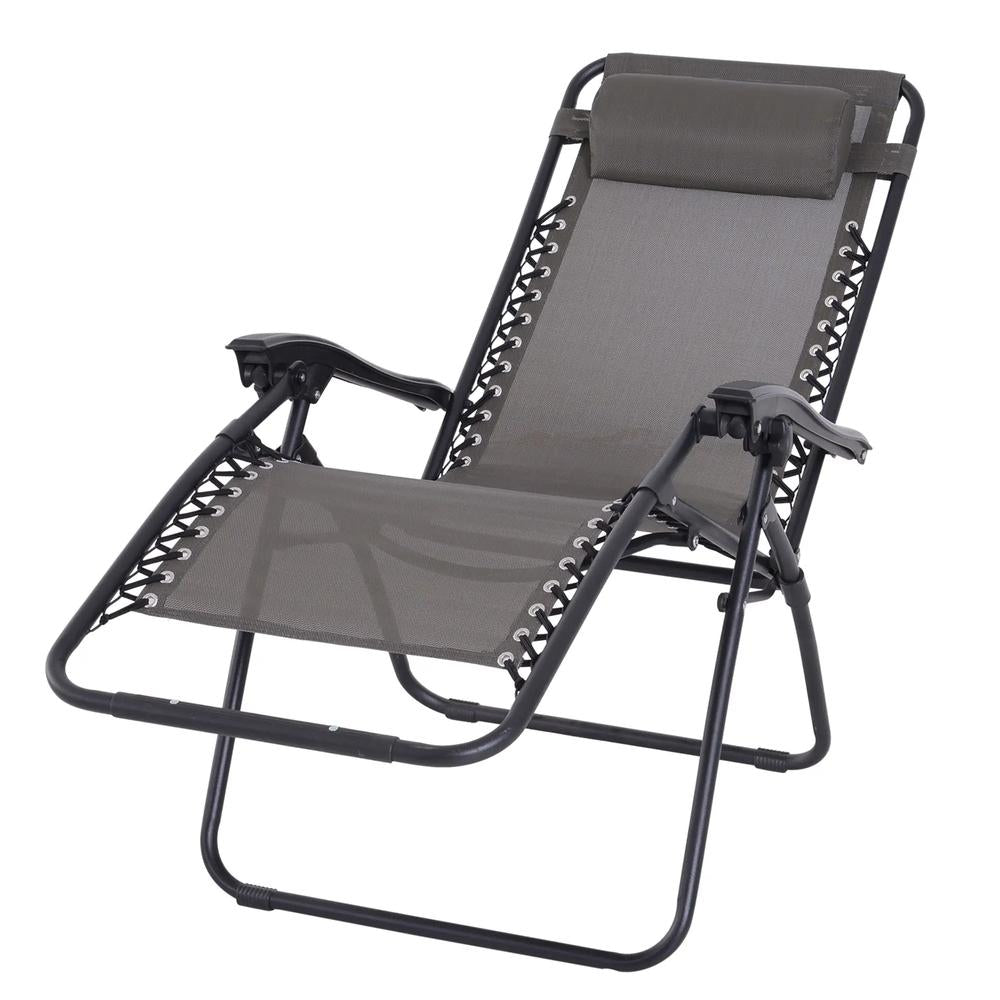 Outsunny Zero Gravity Chair Metal Frame Texteline Armchair Outdoor Folding and Reclining Sun Lounger with Head Pillow for Patio Decking Gardens Camping 9