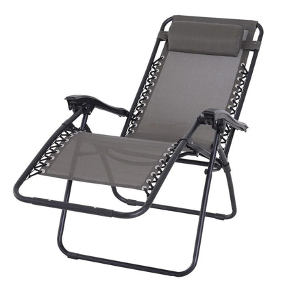 Outsunny Zero Gravity Chair Metal Frame Texteline Armchair Outdoor Folding and Reclining Sun Lounger with Head Pillow for Patio Decking Gardens Camping 9