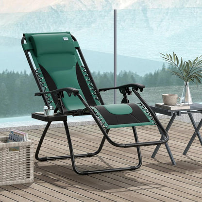 Outsunny Zero Gravity Lounger Chair, Folding Reclining Patio Chair with Padded Seat, Cup Holder, Soft Cushion and Headrest for Poolside, Camping 1