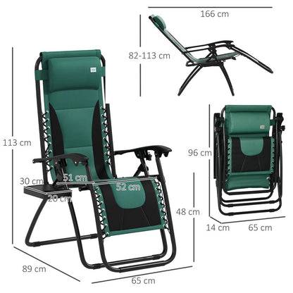 Outsunny Zero Gravity Lounger Chair, Folding Reclining Patio Chair with Padded Seat, Cup Holder, Soft Cushion and Headrest for Poolside, Camping 2
