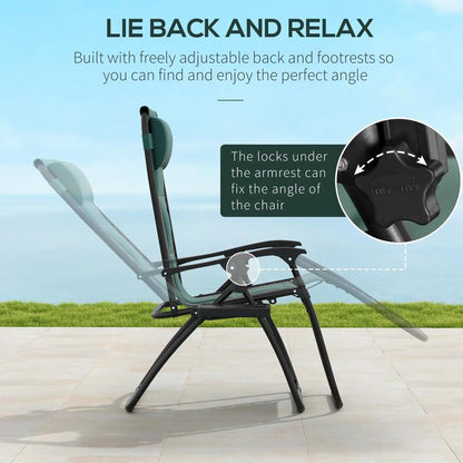 Outsunny Zero Gravity Lounger Chair, Folding Reclining Patio Chair with Padded Seat, Cup Holder, Soft Cushion and Headrest for Poolside, Camping 3