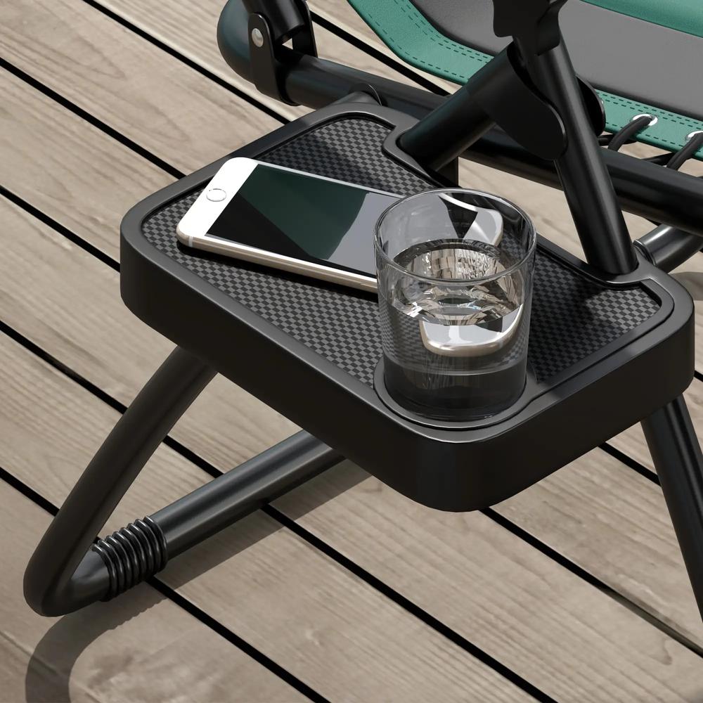 Outsunny Zero Gravity Lounger Chair, Folding Reclining Patio Chair with Padded Seat, Cup Holder, Soft Cushion and Headrest for Poolside, Camping 8